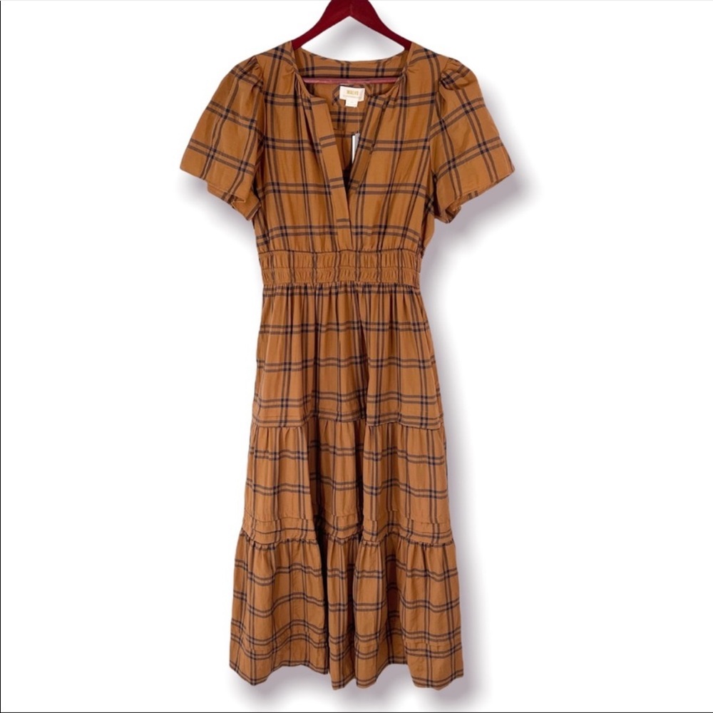 anthropologie maeve somerset maxi dress / size: med petite / color: maize